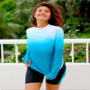 เสื้อแรชการ์ดสำหรับผู้หญิง แขนยาว ป้องกันรังสียูวี UPF50+ ระบายอากาศได้ดี แห้งเร็ว เป็นมิตรกับสิ่งแวดล้อม ป้องกันแบคทีเรีย น้ำหนักเบา - Product Image 4