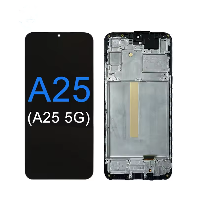 High Quality Original Digitizer LCD Touch Screen with Frame for A25 5G-1 Year Warranty 100% Tested Repair Service