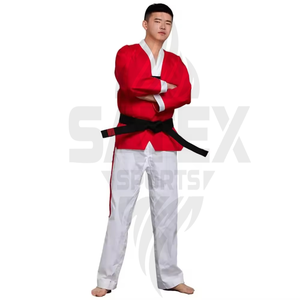 Uniformes de Taekwondo Unisex de Alta Calidad, Cuello Negro, Equipo de Entrenamiento para Adultos, 100% Algodón, Secado Rápido, Transpirable, Personalizable, OEM - Product Image 2