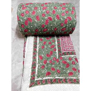 Edredón Jaipuri rajai hecho a mano con estampado de bloques edredones reversibles mantas cálidas de invierno fabricación al por mayor - Product Image 5