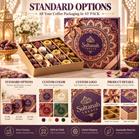 Boîte cadeau de luxe personnalisée AT PACK avec séparateurs pour dattes et chocolats, emballage de friandises arabes pour Ramadan et Eid avec ruban