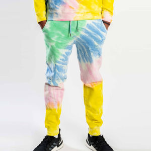 Ensemble sweat-shirt et pantalon de survêtement en molleton pour homme, motif tie-dye pastel, deux pièces, coupe ajustée, décontracté, athlétique, pour l'entraînement - Product Image 3