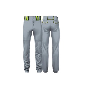 Pantalon de baseball gris respirant en polyester pour homme, coupe régulière, couleur unie, taille plus, protection UV, toutes saisons, avec bordure néon et fermeture éclair. - Product Image 1