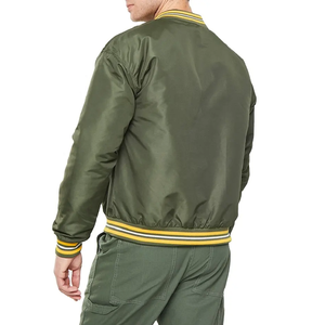 Blouson bombardier boutonné en satin de soie confortable pour hommes vestes de baseball classiques de haute qualité à fermeture côtelée - Product Image 2