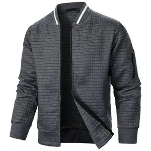Veste universitaire de couleur unie de qualité supérieure pour hommes, uniforme de baseball ample à la mode, veste bombardier en toile imperméable et coupe-vent, veste décontractée - Product Image 5