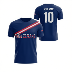 Set di Maglie da Calcio Ispirate alla Nuova Zelanda per Tifosi Blu Navy con Nome e Numero Personalizzati - Product Image 2