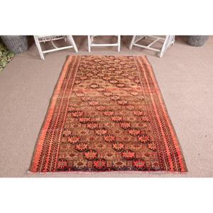 4.1x6.3 ft Vintage Turkish Rug, Area Rug, <b>Red</b> <b>Wool</b> Rug - Product Image 1