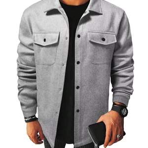 เสื้อแจ็คเก็ตเชิ้ตผ้าวูลผสมแบบลำลองสำหรับผู้ชาย ดีไซน์ล่าสุด สีสันตามสั่ง ปกตั้ง สไตล์วินเทจ สำหรับฤดูใบไม้ร่วง แฟชั่นทันสมัย - Product Image 1