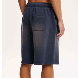 Pantalones Cortos Largos lavados sunfade de lana de algodón 100% cómodos hechos a medida para hombre, ropa informal de verano, pantalones cortos lisos de moda para hombre - Product Image 2