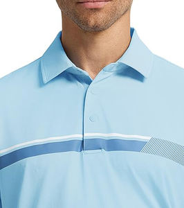 Polo à manches courtes pour hommes, logo personnalisé, motif uni, base en coton avec revers, t-shirt en tissu tricoté - Product Image 5