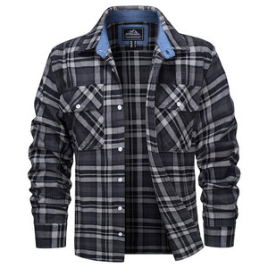 <b>Flannel</b> Shirts Cotton Long Sleeve Plaid Shirt Casual Fashion Button up Shirts <b>Jackets</b> with 2 Pockets - Product Image 6