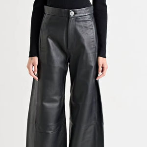 Pantalones de cuero de edición limitada para mujer, pantalones de cuero genuino OEM, ropa de calle, ropa Formal de oficina informal, calidad de exportación elegante - Product Image 1