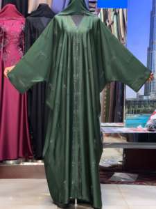Nouvelle Abaya Kaftan Modeste de Dubaï, Perlée et Pailletée, Traditionnelle Musulmane, Faite à la Main, pour Mariage, en Polyester Respirant, Col en V, Longueur Cheville, ODM - Product Image 3