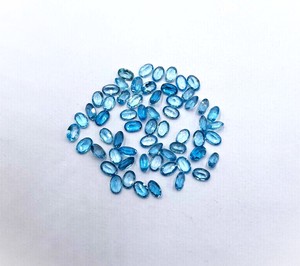 อัญมณีสีฟ้าบุษราคัมสวิสธรรมชาติขนาด3x4มม. ตัดเป็นรูปวงรีแบบเหลี่ยมเพชรพลอยที่ไม่ผ่านการบำบัดสำหรับจี้เครื่องประดับทำหินบุษราคัมหลวมจำนวนมาก - Product Image 6