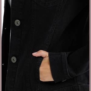 Chaquetas Vaqueras de Manga Larga con Logotipo Personalizado, Fabricación OEM, Ropa de Moda de Invierno, Tinte Liso, Chaqueta Vaquera al por Mayor para Mujer - Product Image 4