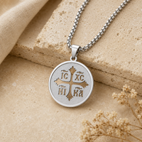 Collier avec pendentif en forme de croix orthodoxe ARNAN IC XC NIKA, en acier inoxydable, bijoux religieux chrétiens, vente en gros, cadeau de Noël