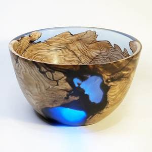 Wooden <b>Bowl</b> Resin & Wood Decorative <b>Bowl</b> <b>Small</b> Size Mango Wood and Resin Epoxy Serving Fruit & Salad <b>BowL</b> - Product Image 4
