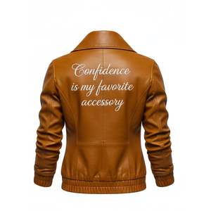Chaqueta de Motocicleta de Algodón Marrón Claro para Mujer con Diseño de Bordado Personalizado, Ajuste Entallado, Impermeable - Product Image 3