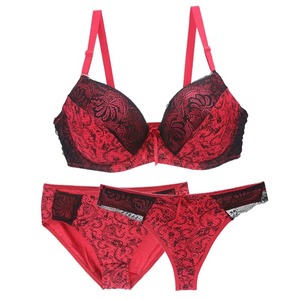 Conjunto de sujetador Copa de talla grande Conjunto de ropa interior de encaje rojo Sujetadores transparentes Bordado Sujetador de mujer - Product Image 6