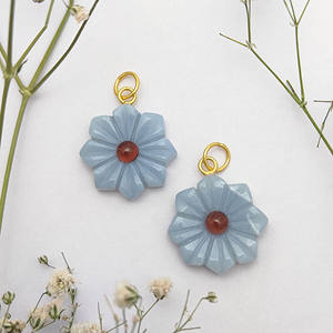 Colgante de flor de ópalo azul de flor colorida, abalorio de flor tallada en Plata de Ley 925, accesorios para hacer joyas DIY para mujer - Product Image 1