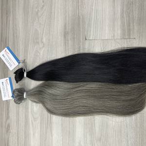 2024 vente chaude de haute qualité naturel gris Remy Extensions de cheveux en vrac droite cheveux humains bruts non transformés - Product Image 4