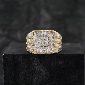 Men's Ring Trend Hip Hop Ice Out 10K 14K 18K <b>Gold</b> Full VVS Natural Diamond Rounded and Baguette Ring Luxury <b>Costume</b> <b>Jewelry</b> - Product Image 1
