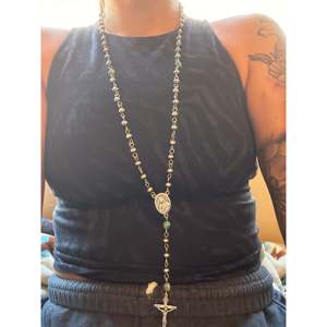 Collier chapelet Navajo en turquoise Sonora et argent sterling, perles, design croix bohème vintage - Product Image 2