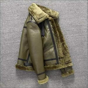 Veste bomber en cuir d'agneau véritable 100% OEM, marron, pour homme, hiver, chaude, fourrure de mouton, veste de pilote B3 - Product Image 3