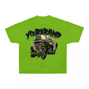 เสื้อยืดผู้ชายผ้าฝ้าย 100% ทรงหลวม พิมพ์ลาย 240 GSM ผ้าฝ้ายโอเวอร์ไซส์ สีเขียวนีออน ลายกราฟิก พิมพ์ลายสกรีนตามสั่ง ทรงพอดีตัว - Product Image 1