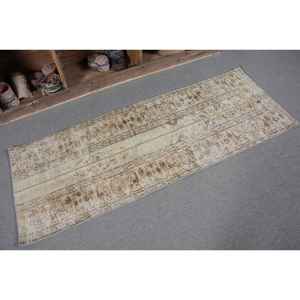 Alfombra Turca Vintage de Lana Marrón, 2.1x5.6 pies - Product Image 5