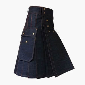 กiltยีนส์ผู้ชายคุณภาพสูงสั่งตัดได้ ไซส์ใหญ่ จีบหลัง กระเป๋าคาร์โก้ ฮาร์ดแวร์ทองเหลือง 2026 - Product Image 3