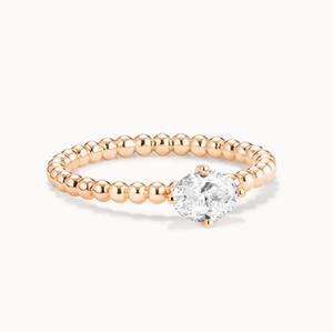 Anillo de Diamantes Minimalista y Moderno, Plata de Ley 925, Chapado en Oro de 18K, Forma de Cuentas, Anillos de Circonita con Diamantes de Laboratorio para Mujer, Lujo - Product Image 1