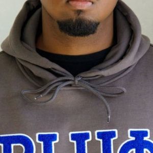 Phi Beta Sigma BLEU Chenille Hoodie Acier Gris Doux Coton Polaire Grec Vie Fraternité Pull à Capuche avec Poche Kangourou - Product Image 4