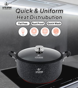 Marmite en granit de qualité supérieure antiadhésive avec couvercle en verre et bord en silicone - Product Image 6