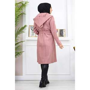 Manteau en laine à capuche pour femme, élégant, avec rembourrage en duvet pour le confort et le style - Product Image 5