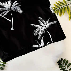 Ensemble de 2 pièces pour adolescents, garçons, chemise à manches courtes à col rabattu, motif uni, shorts, respirant, confortable, pour tous les jours, en plein air, été, 3D - Product Image 2