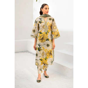 Ensemble de costume imprimé Karandi 3 pièces pour femmes BAROUQE avec dupatta et pantalon-BIC-2573 - Product Image 4