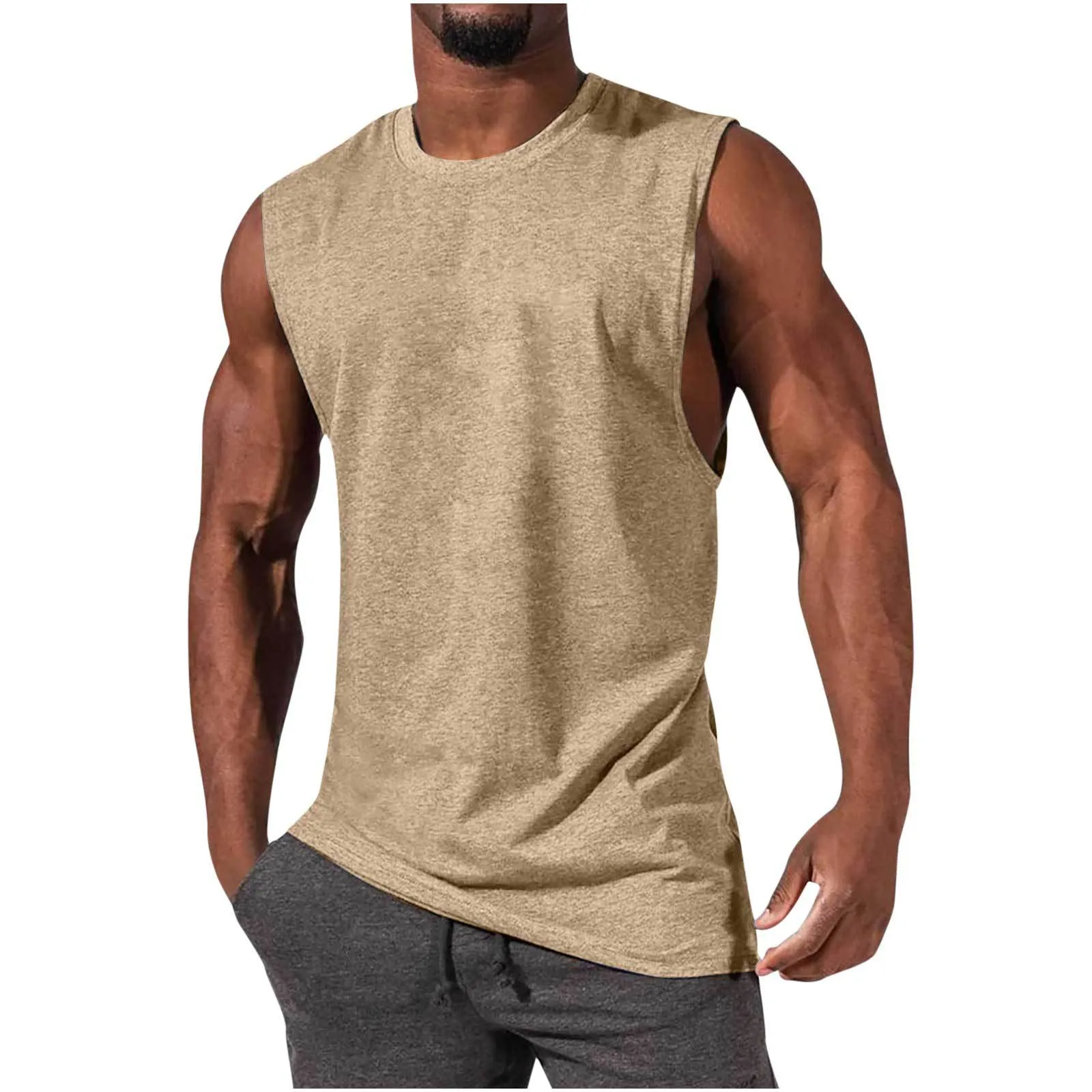 Katoenen Gym Kleding Heren Workout Mouwloos Shirt Bodybuilding Tank Top Fitness Sportkleding Heren Vesten Muscle Singlets Tanktop