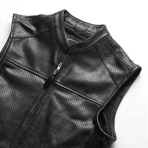 Gilet de Moto en Cuir Personnalisé pour Homme en Cuir de Vache Véritable de Qualité Gilet de Moto en Cuir de Motard - Product Image 6