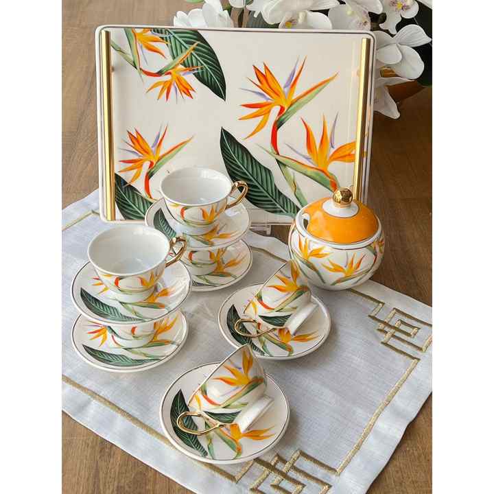 Turkish Coffee Orange Flower 15 Pieces for 6 People