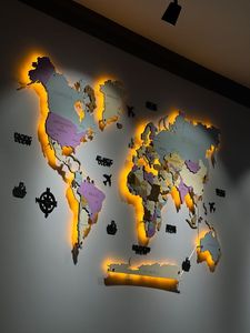 Regalo di inaugurazione della casa in legno per parete regalo di anniversario mappa del mondo decorazione artistica da parete in legno mappa di viaggio regalo di compleanno 3D in legno mappa del mondo - Product Image 2