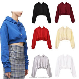 <b>Women's</b> <b>Short</b> Hooded Curto Sweatshirt Color Cropped <b>Hoodie</b> Front Logo Long <b>Sleeve</b> Pullover for Dance Exercise Sizes <b>S</b> M L XL - Product Image 5