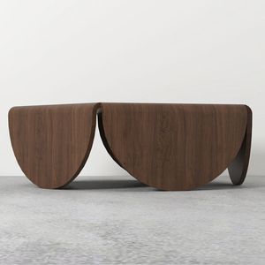 Table à manger en bois semi-circulaire moderne pour restaurant, mobilier commercial, design minimaliste, bois massif durable, table basse - Product Image 1