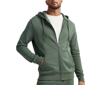 เสื้อฮู้ดซิปแบบมีเชือกผูก รุ่นขายดี แบบเรียบ ไม่มีลาย ทรงปกติ ผ้าฟลีซ ซิปคุณภาพสูง สำหรับผู้ชาย ผ้าฝ้ายผสม - Product Image 5