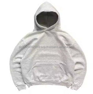 เสื้อฮู้ดดี้ทรงบ็อกซี่ ผ้าหนา สีเขียว ชายเสื้อยืดแบบยางยืด สำหรับผู้ชาย พิมพ์ลายพัฟฟ์ ทรงโอเวอร์ไซส์ - Product Image 4