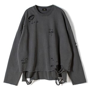 Sweat-shirt à capuche vintage pour homme, style streetwear, déchiré, en molleton 100% coton, brodé de perles, couleur unie, coupe oversize, logo personnalisé, été - Product Image 6