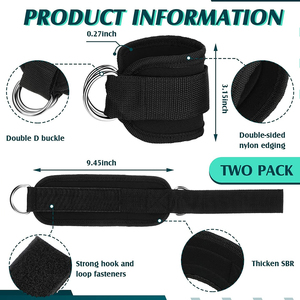 สายรัดข้อเท้าออกกําลังกายเบาะ Neoprene พร้อมแหวน D สําหรับเครื่องเคเบิลออกกําลังกายสิ่งที่แนบมากับข้อมือสําหรับการออกกําลังกายที่บ้านและยิม - Product Image 3