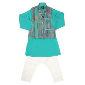 Costume Shalwar pour garçons Chase Value - Vert marine 1-2 ans Tissu P.V - Product Image 3