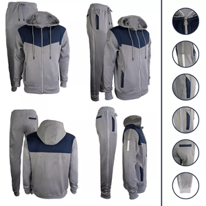 Chándal con capucha y cremallera para hombre, manga larga, respetuoso con el medio ambiente, sólido, 100% algodón, ropa deportiva, parte inferior para correr, tallas grandes, invierno, - Product Image 2