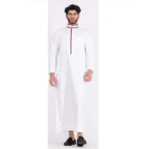 Atmungsaktiver Großhandel Islamic Thobe Dubai Islamic Hochwertige Thobes für Herren einfarbig Traditioneller arabischer Stil